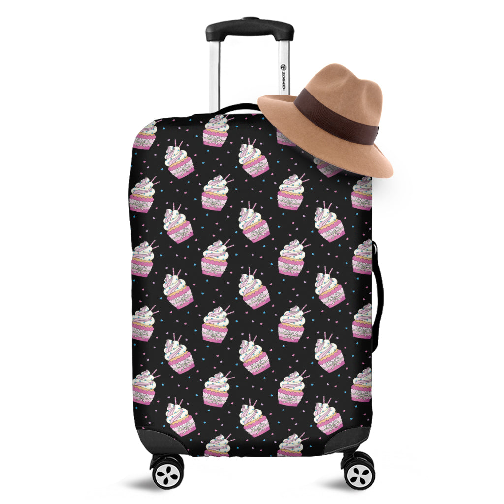 Pink Cupcake Pattern Print Luggage Cover