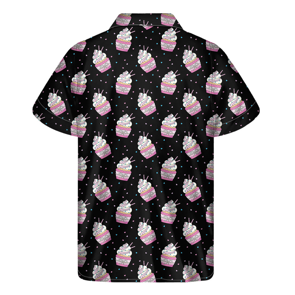 Pink Cupcake Pattern Print Men's Short Sleeve Shirt