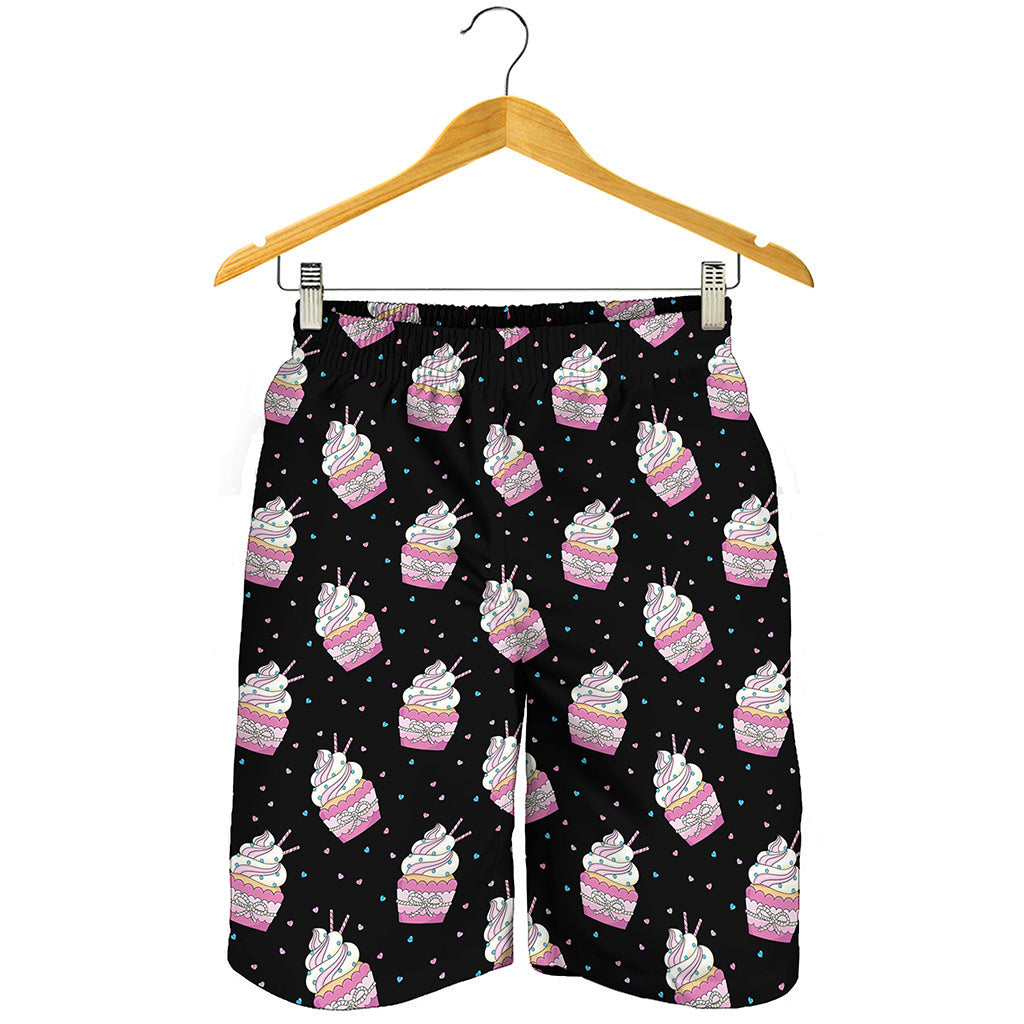 Pink Cupcake Pattern Print Men's Shorts