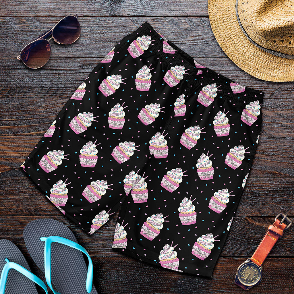 Pink Cupcake Pattern Print Men's Shorts