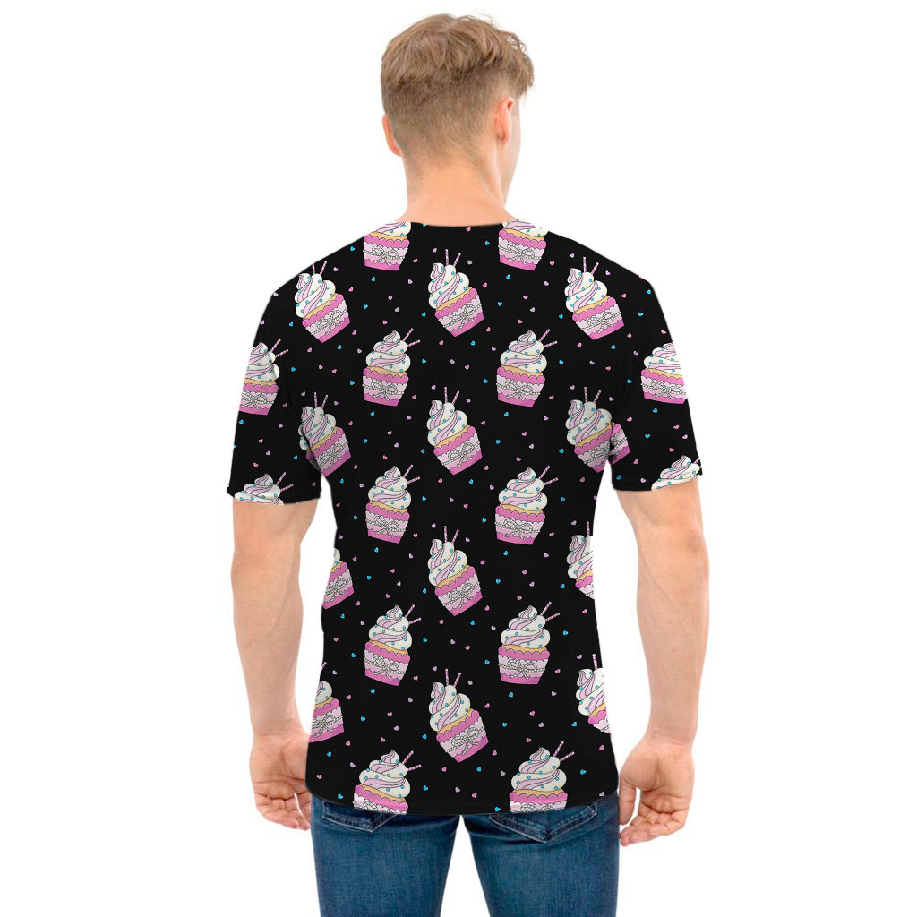 Pink Cupcake Pattern Print Men's T-Shirt