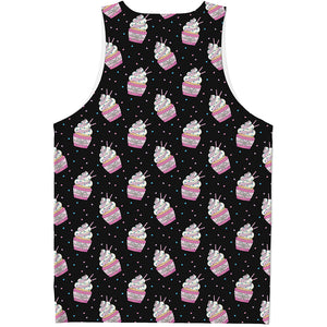 Pink Cupcake Pattern Print Men's Tank Top