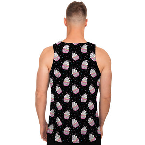 Pink Cupcake Pattern Print Men's Tank Top