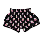 Pink Cupcake Pattern Print Muay Thai Boxing Shorts