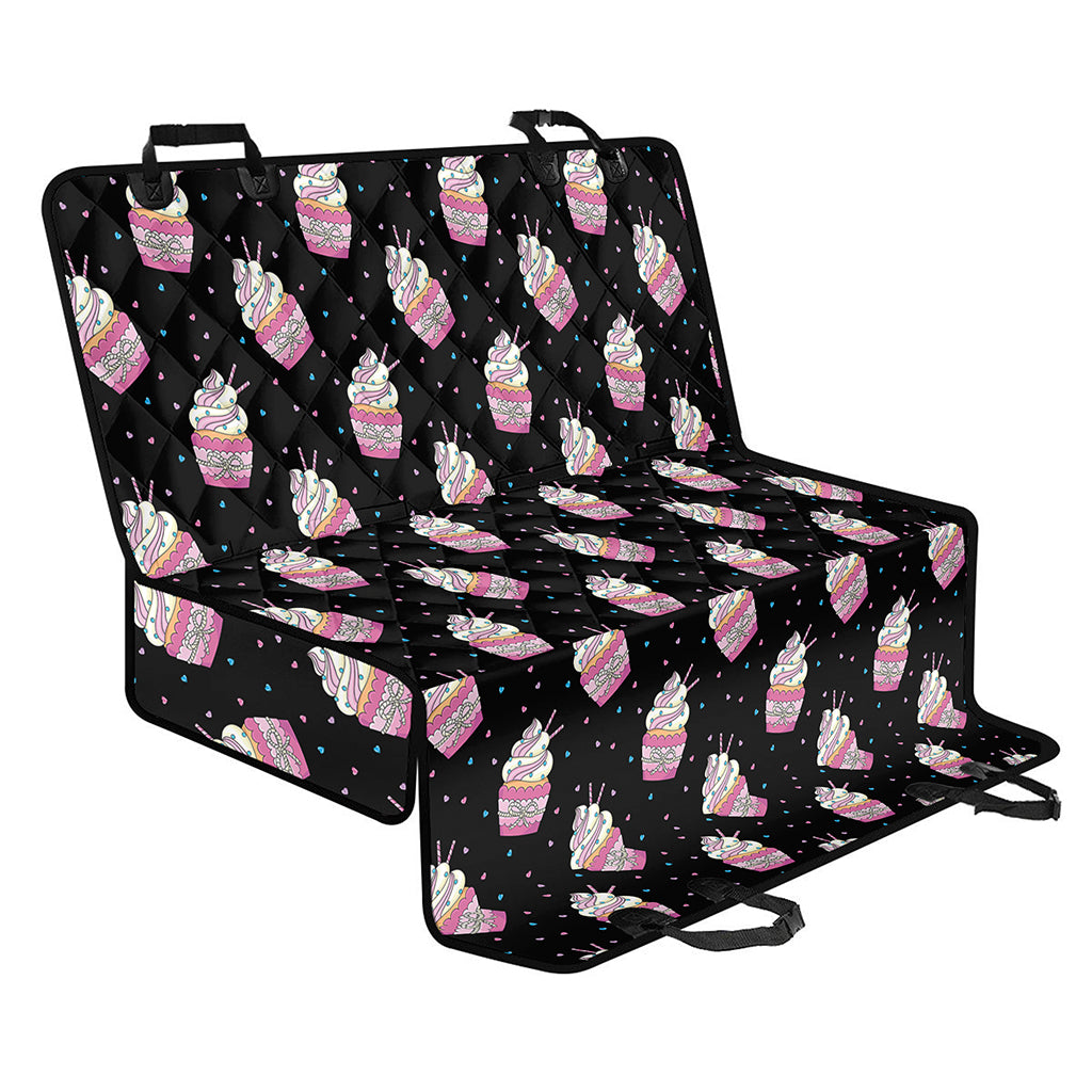 Pink Cupcake Pattern Print Pet Car Back Seat Cover