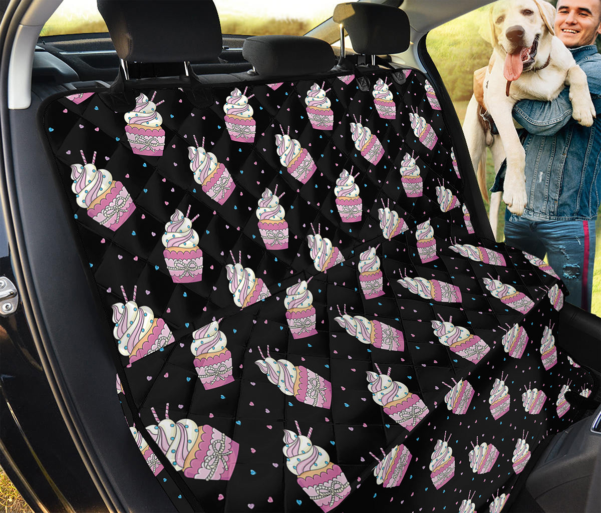 Pink Cupcake Pattern Print Pet Car Back Seat Cover