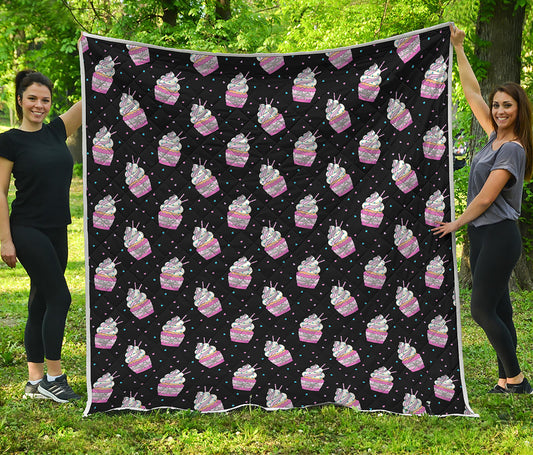 Pink Cupcake Pattern Print Quilt