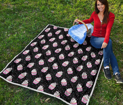 Pink Cupcake Pattern Print Quilt