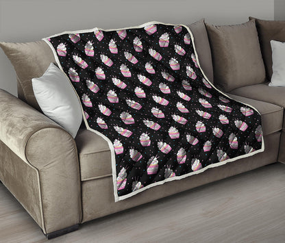 Pink Cupcake Pattern Print Quilt