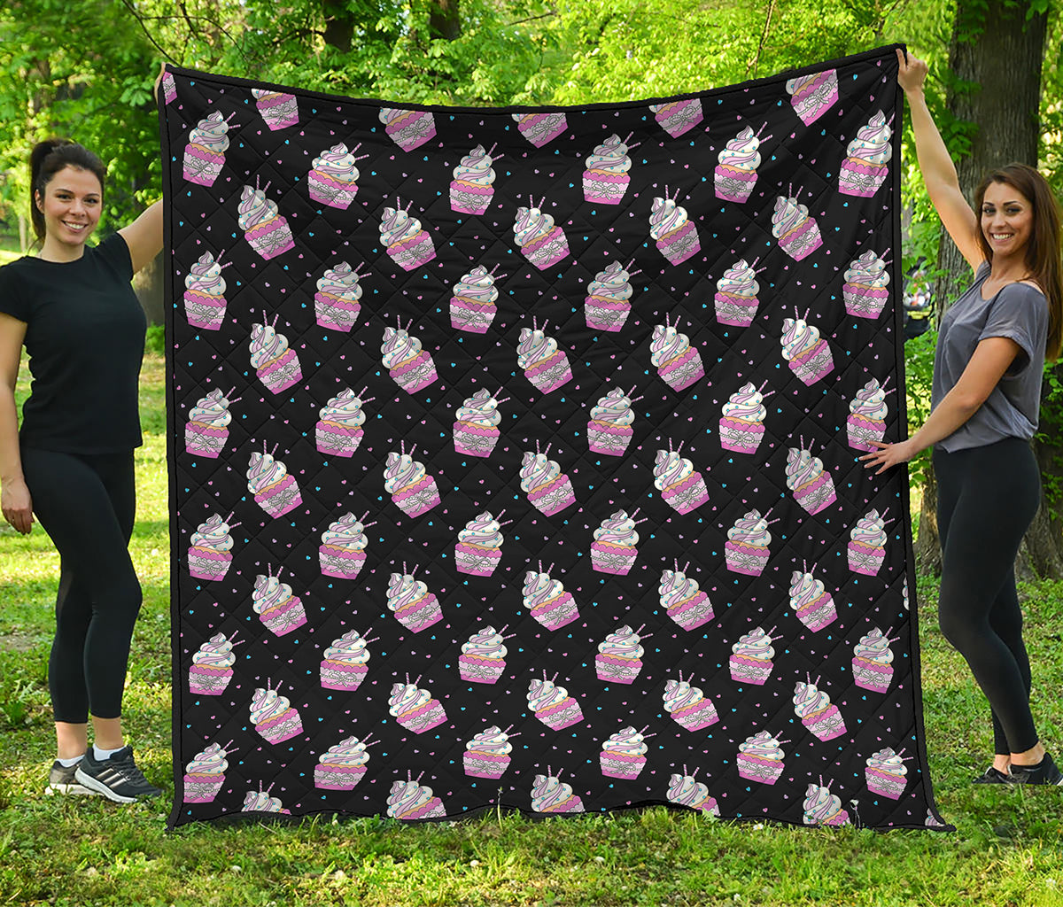 Pink Cupcake Pattern Print Quilt