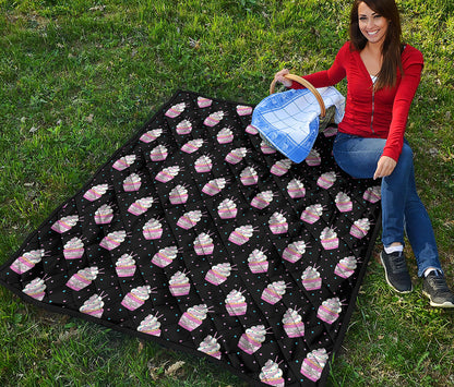 Pink Cupcake Pattern Print Quilt