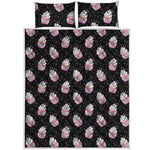 Pink Cupcake Pattern Print Quilt Bed Set