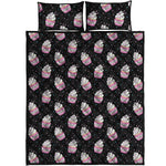 Pink Cupcake Pattern Print Quilt Bed Set