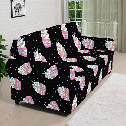 Pink Cupcake Pattern Print Sofa Cover