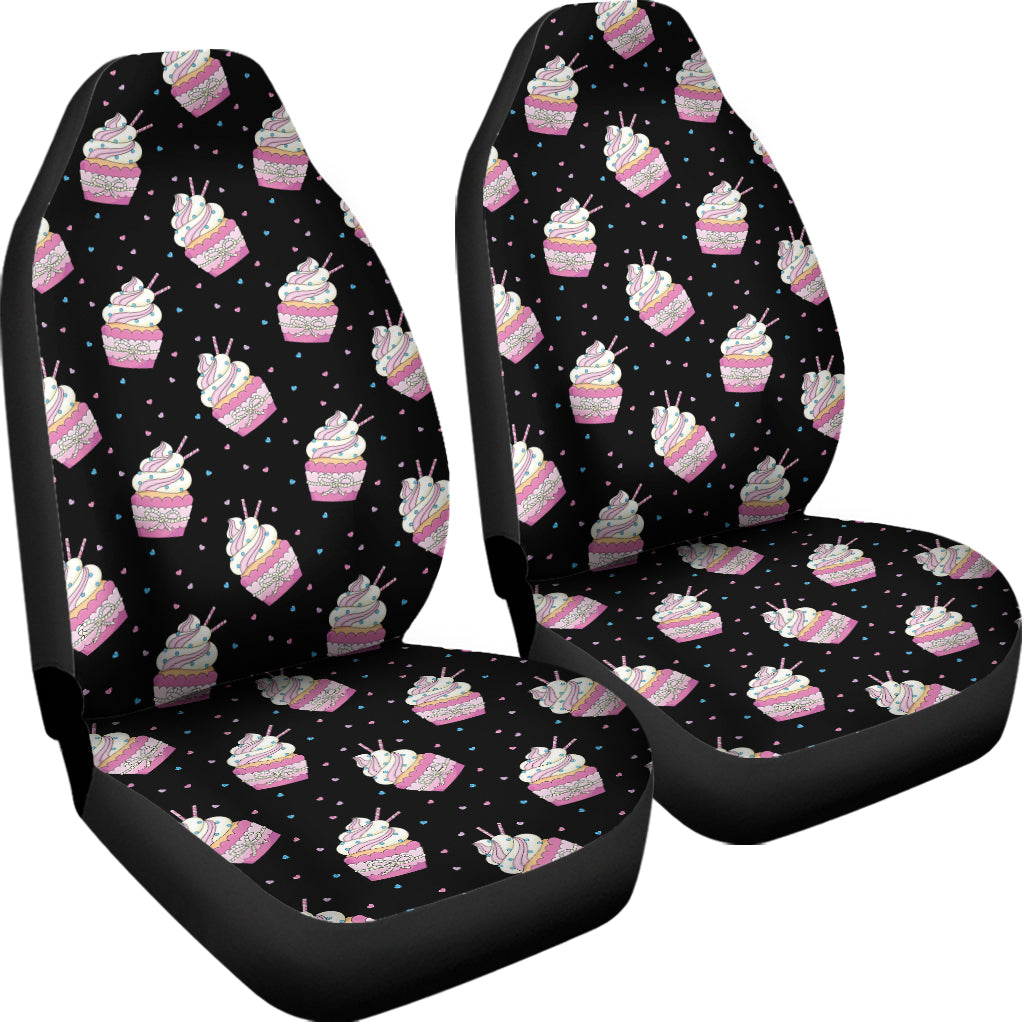 Pink Cupcake Pattern Print Universal Fit Car Seat Covers