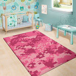 Pink Digital Camo Pattern Print Area Rug