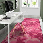 Pink Digital Camo Pattern Print Area Rug