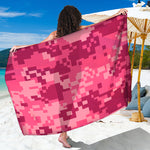 Pink Digital Camo Pattern Print Beach Sarong Wrap