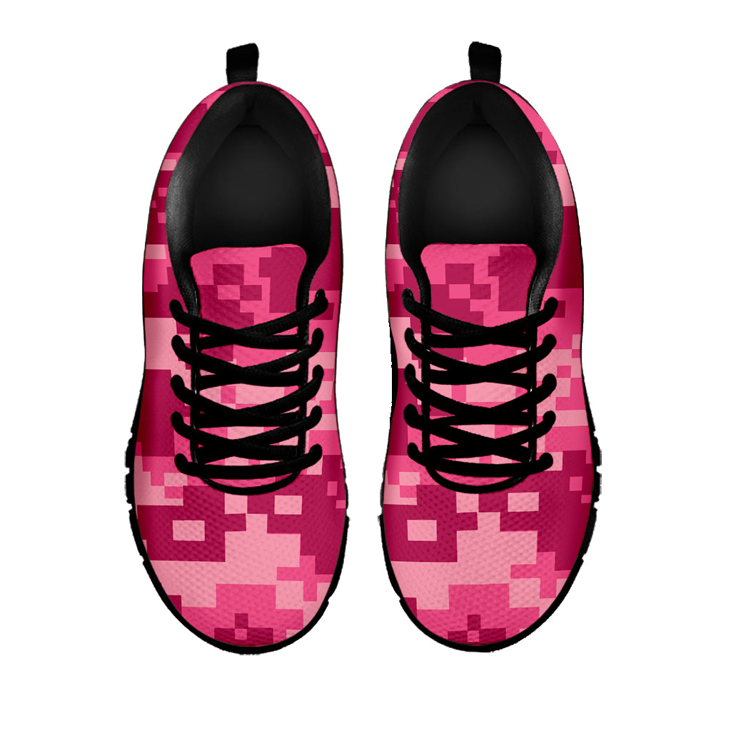 Pink Digital Camo Pattern Print Black Sneakers