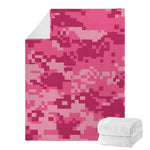Pink Digital Camo Pattern Print Blanket