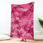 Pink Digital Camo Pattern Print Blanket
