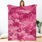 Pink Digital Camo Pattern Print Blanket