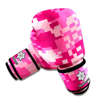 Pink Digital Camo Pattern Print Boxing Gloves