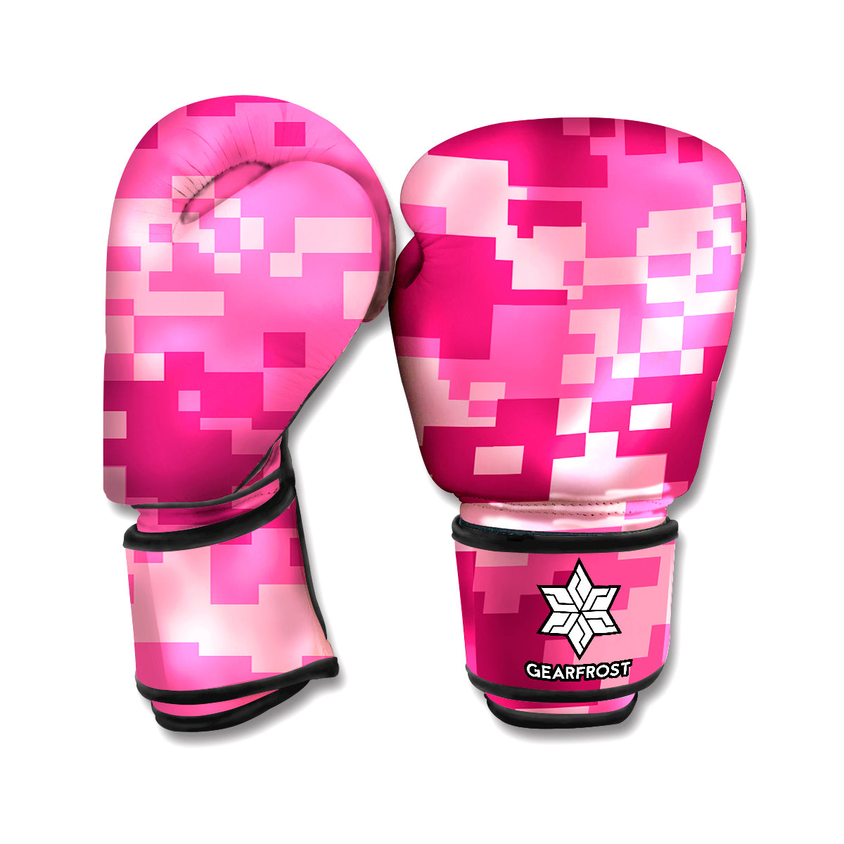 Pink Digital Camo Pattern Print Boxing Gloves