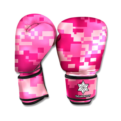 Pink Digital Camo Pattern Print Boxing Gloves