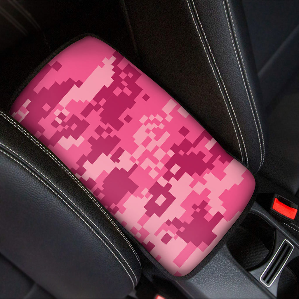 Pink Digital Camo Pattern Print Car Center Console Cover