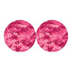 Pink Digital Camo Pattern Print Car Coasters