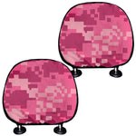 Pink Digital Camo Pattern Print Car Headrest Covers