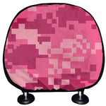 Pink Digital Camo Pattern Print Car Headrest Covers