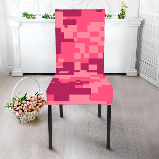 Pink Digital Camo Pattern Print Dining Chair Slipcover