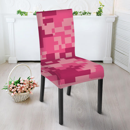 Pink Digital Camo Pattern Print Dining Chair Slipcover