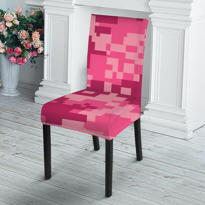 Pink Digital Camo Pattern Print Dining Chair Slipcover