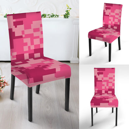 Pink Digital Camo Pattern Print Dining Chair Slipcover