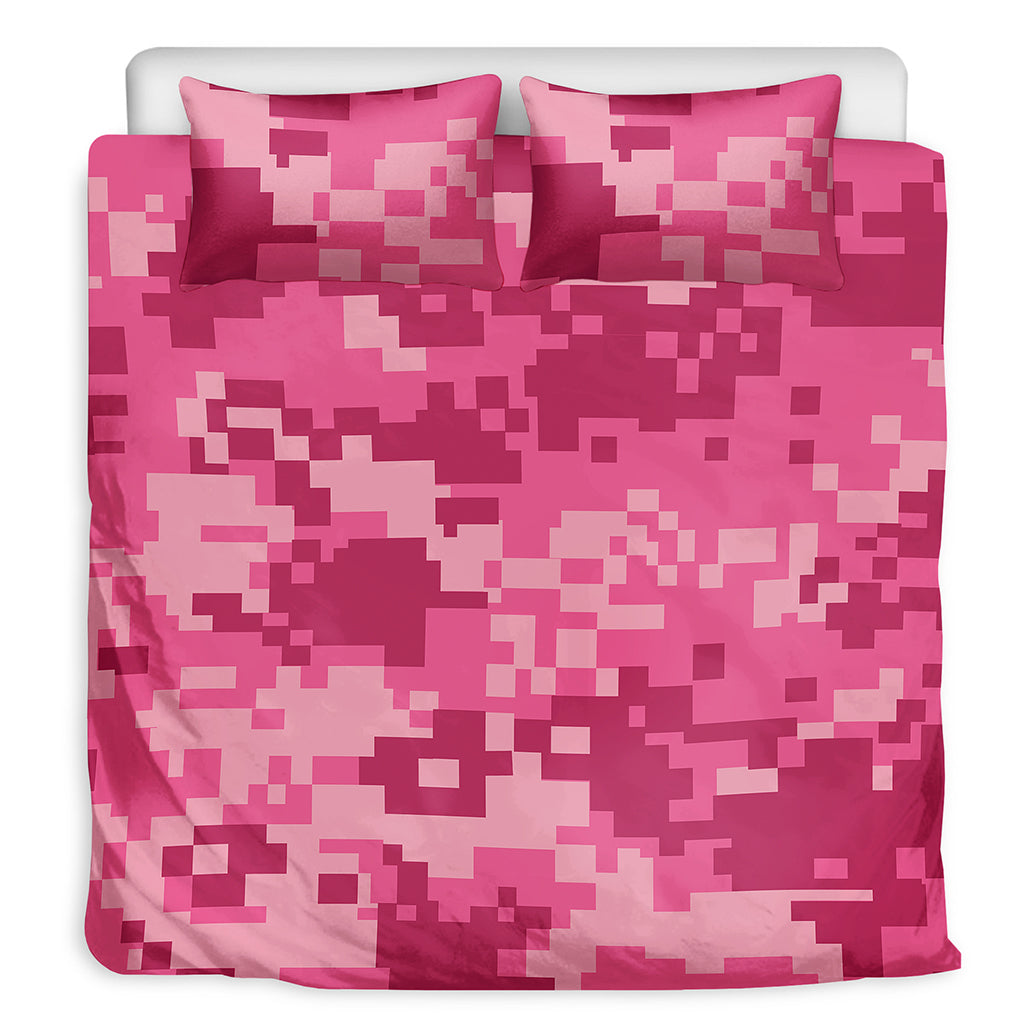 Pink Digital Camo Pattern Print Duvet Cover Bedding Set