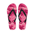 Pink Digital Camo Pattern Print Flip Flops