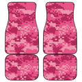 Pink Digital Camo Pattern Print Front and Back Car Floor Mats