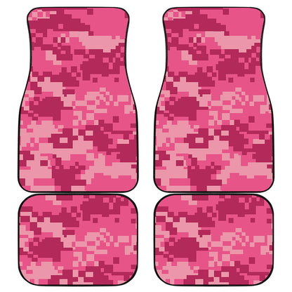 Pink Digital Camo Pattern Print Front and Back Car Floor Mats