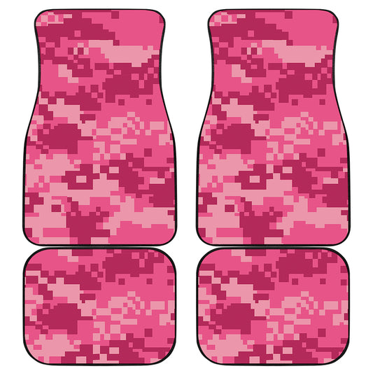 Pink Digital Camo Pattern Print Front and Back Car Floor Mats