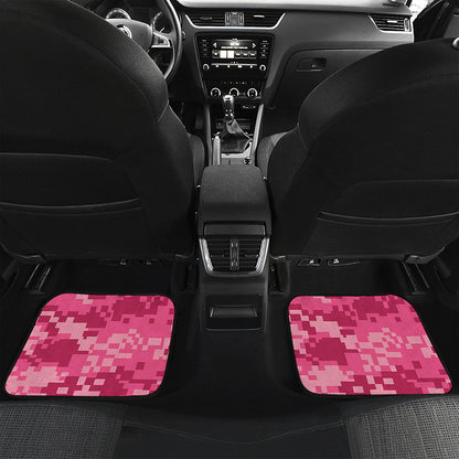Pink Digital Camo Pattern Print Front and Back Car Floor Mats