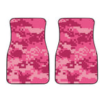 Pink Digital Camo Pattern Print Front Car Floor Mats