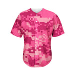 Pink Digital Camo Pattern Print Men's Baseball Jersey