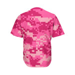 Pink Digital Camo Pattern Print Men's Baseball Jersey