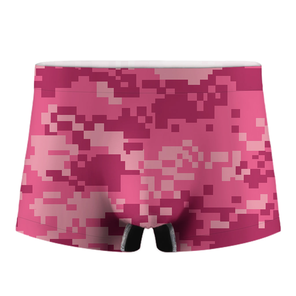 Pink Digital Camo Pattern Print Men's Boxer Briefs