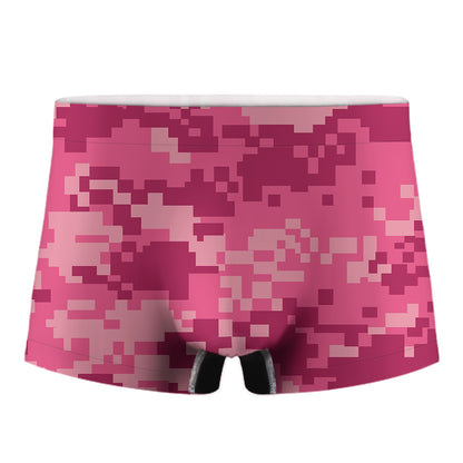 Pink Digital Camo Pattern Print Men's Boxer Briefs