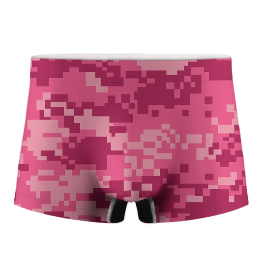 Pink Digital Camo Pattern Print Men's Boxer Briefs
