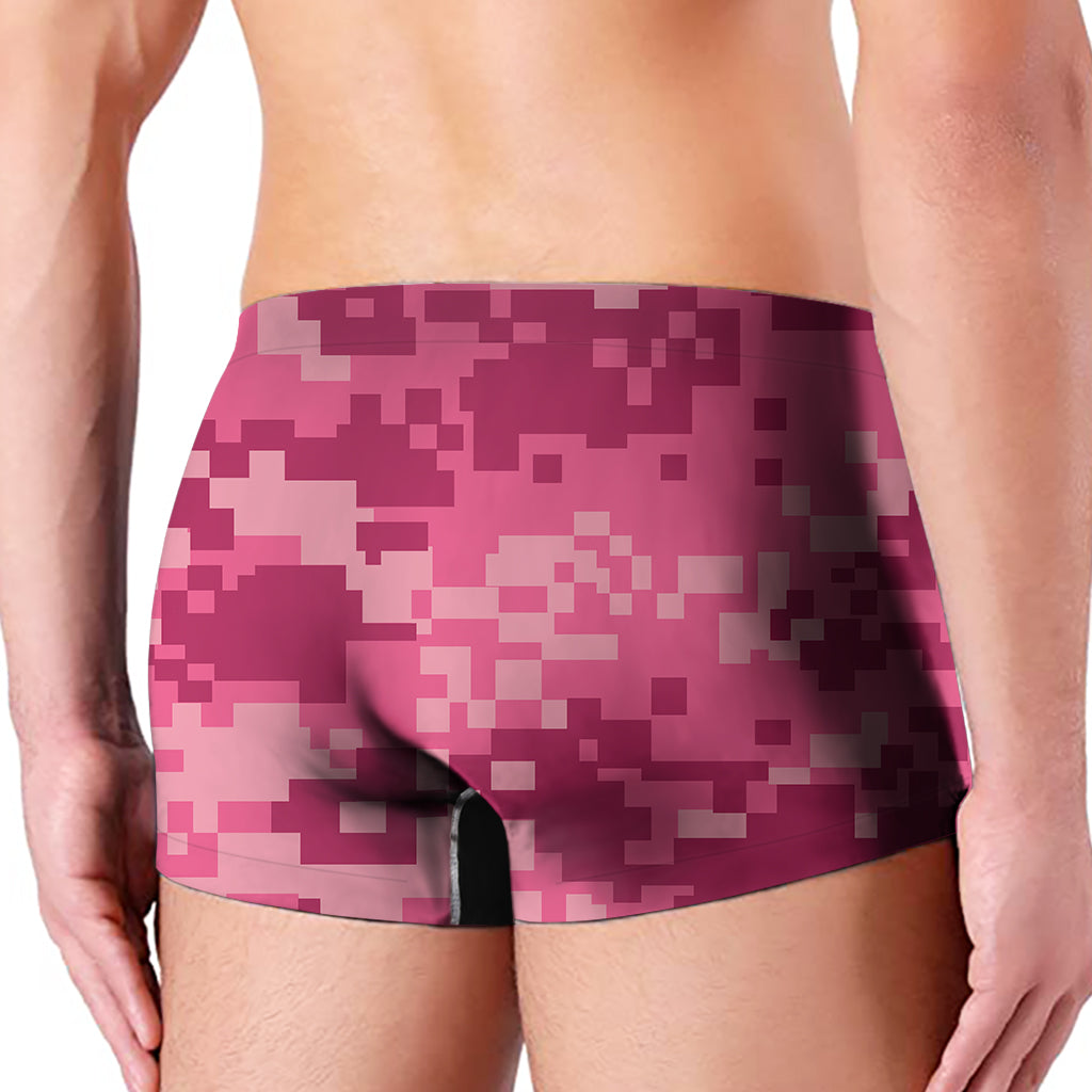 Pink Digital Camo Pattern Print Men's Boxer Briefs